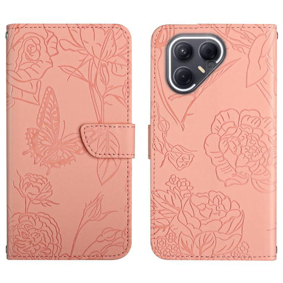 For Tecno Pova 7 5G Skin Feel Butterfly Embossed Flip Leather Phone Case(Pink)
