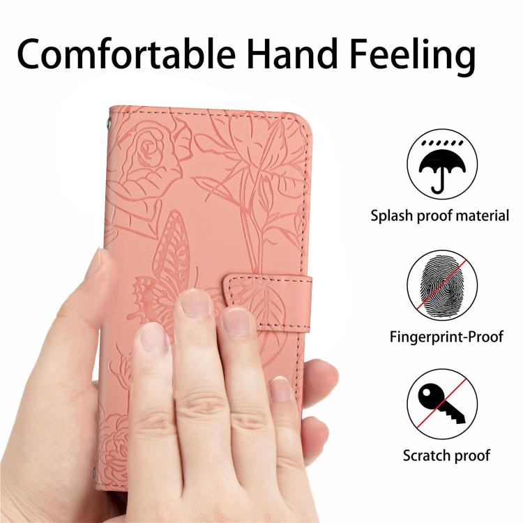 For Tecno Pova 7 5G Skin Feel Butterfly Embossed Flip Leather Phone Case(Pink)
