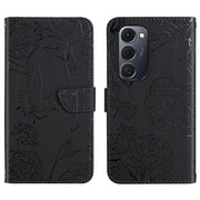 For Tecno Spark 40 Pro+ 4G Skin Feel Butterfly Embossed Flip Leather Phone Case(Black)