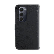 For Tecno Spark 40 Pro+ 4G Skin Feel Butterfly Embossed Flip Leather Phone Case(Black)