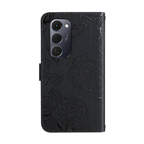 For Tecno Spark 40 Pro+ 4G Skin Feel Butterfly Embossed Flip Leather Phone Case(Black)
