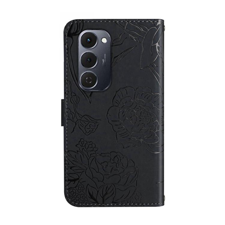 For Tecno Spark 40 Pro+ 4G Skin Feel Butterfly Embossed Flip Leather Phone Case(Black)