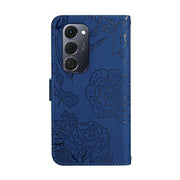 For Tecno Spark 40 Pro+ 4G Skin Feel Butterfly Embossed Flip Leather Phone Case(Blue)