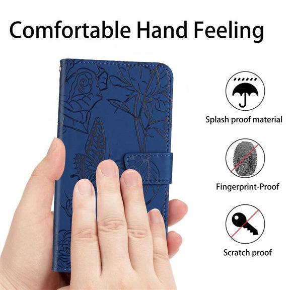 For Tecno Spark 40 Pro+ 4G Skin Feel Butterfly Embossed Flip Leather Phone Case(Blue)