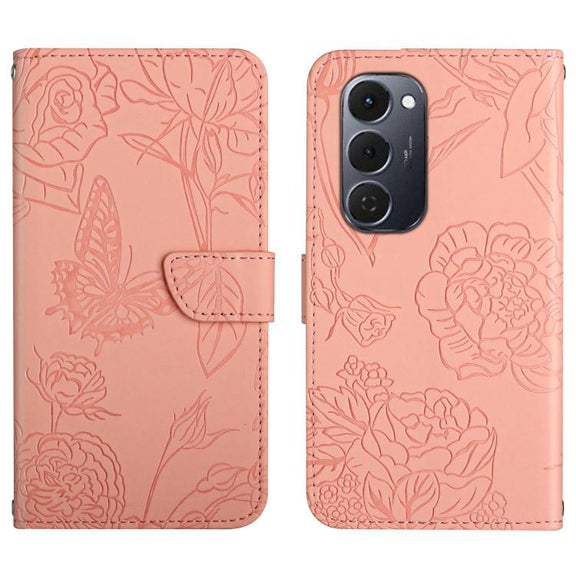 For Tecno Spark 40 Pro+ 4G Skin Feel Butterfly Embossed Flip Leather Phone Case(Pink)