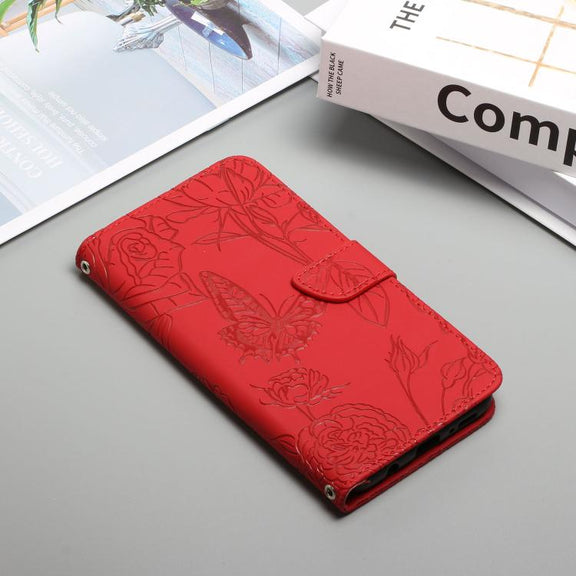 For Tecno Spark 40 Pro+ 4G Skin Feel Butterfly Embossed Flip Leather Phone Case(Red)