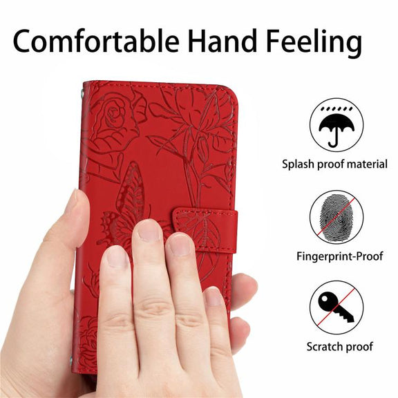 For Tecno Spark 40 Pro+ 4G Skin Feel Butterfly Embossed Flip Leather Phone Case(Red)