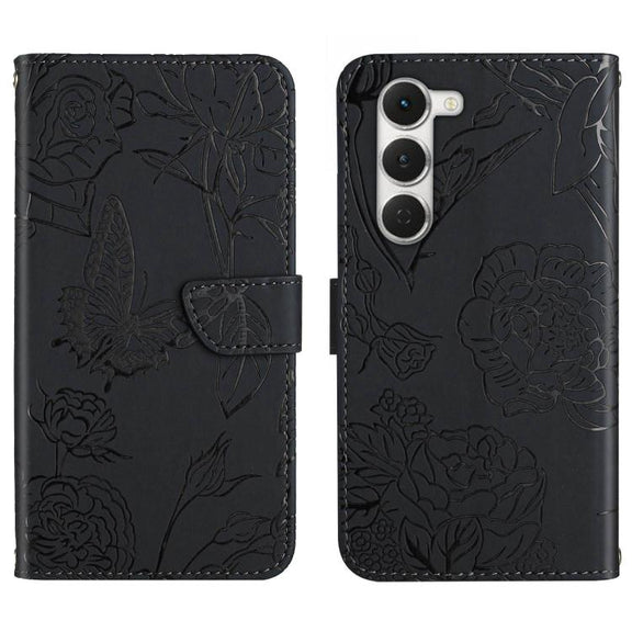 For Tecno Spark 40 Pro 4G Skin Feel Butterfly Embossed Flip Leather Phone Case(Black)