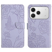 For Tecno Spark 40 4G Skin Feel Butterfly Embossed Flip Leather Phone Case(Purple)