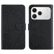 For Tecno Spark 40 4G Skin Feel Butterfly Embossed Flip Leather Phone Case(Black)