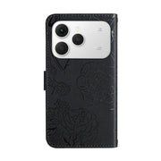 For Tecno Spark 40 4G Skin Feel Butterfly Embossed Flip Leather Phone Case(Black)
