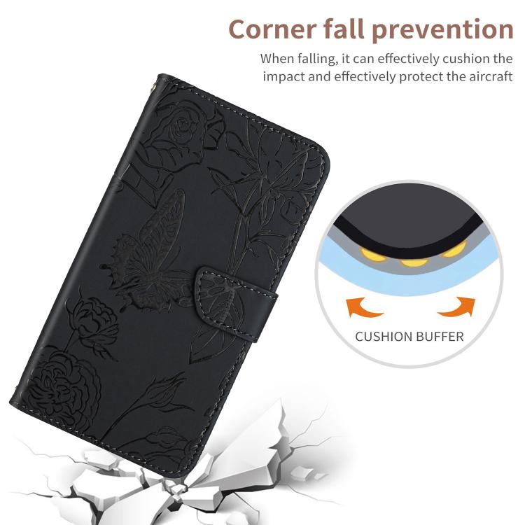 For Tecno Spark 40 4G Skin Feel Butterfly Embossed Flip Leather Phone Case(Black)