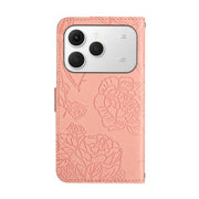 For Tecno Spark 40 4G Skin Feel Butterfly Embossed Flip Leather Phone Case(Pink)