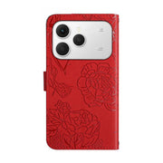 For Tecno Spark 40 4G Skin Feel Butterfly Embossed Flip Leather Phone Case(Red)