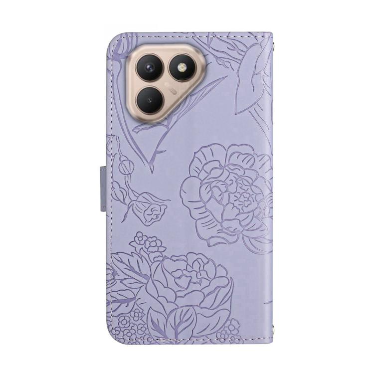 For Tecno Pova 7 4G Skin Feel Butterfly Embossed Flip Leather Phone Case(Purple)