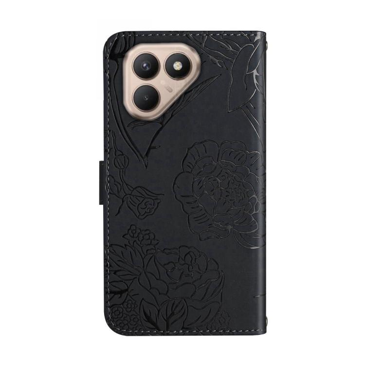 For Tecno Pova 7 4G Skin Feel Butterfly Embossed Flip Leather Phone Case(Black)