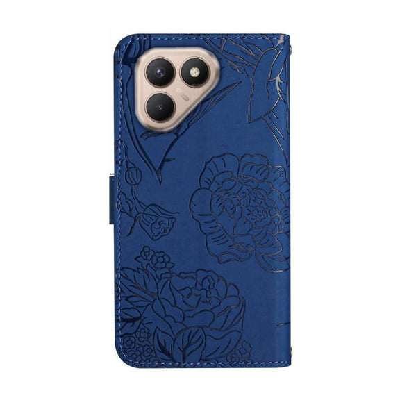 For Tecno Pova 7 4G Skin Feel Butterfly Embossed Flip Leather Phone Case(Blue)