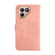 For Tecno Pova 7 4G Skin Feel Butterfly Embossed Flip Leather Phone Case(Pink)
