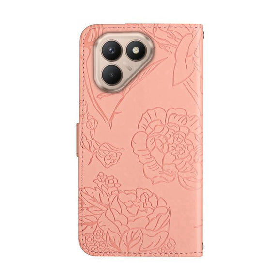 For Tecno Pova 7 4G Skin Feel Butterfly Embossed Flip Leather Phone Case(Pink)