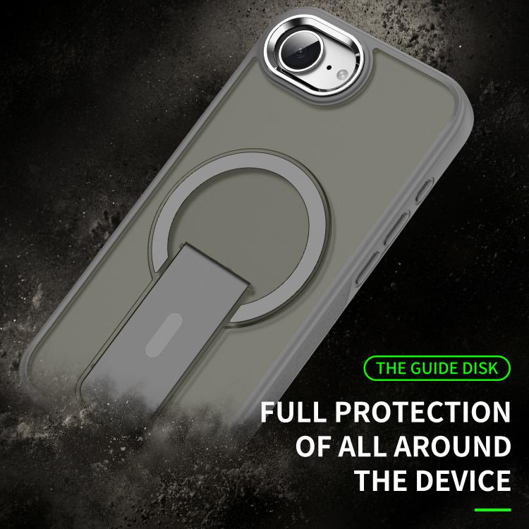 For iPhone 16e Acrylic Hybrid TPU MagSafe Holder Phone Case(Dark Blue) - iPhone 16e Cases by PMC TechLife | Online Shopping South Africa | PMC TechLife | Buy Now Pay Later Mobicred