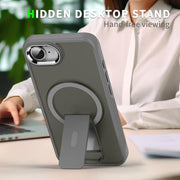 For iPhone 16e Acrylic Hybrid TPU MagSafe Holder Phone Case(Lavender Purple)