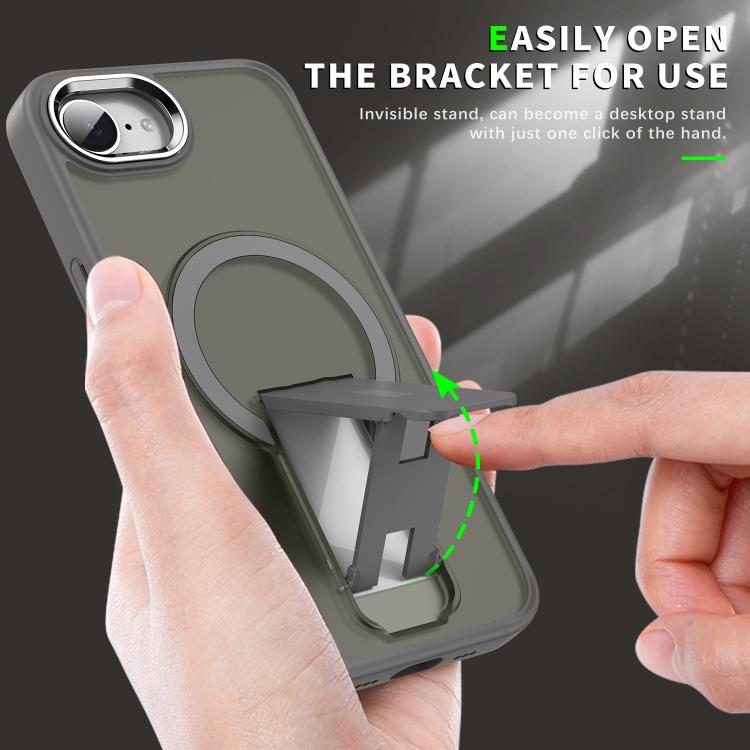 For iPhone 16e Acrylic Hybrid TPU MagSafe Holder Phone Case(Lavender Purple)