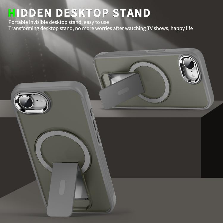 For iPhone 16e Acrylic Hybrid TPU MagSafe Holder Phone Case(Gold) - iPhone 16e Cases by PMC TechLife | Online Shopping South Africa | PMC TechLife | Buy Now Pay Later Mobicred