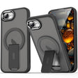 For iPhone 16e Acrylic Hybrid TPU MagSafe Holder Phone Case(Transparent Black) - iPhone 16e Cases by PMC TechLife | Online Shopping South Africa | PMC TechLife | Buy Now Pay Later Mobicred