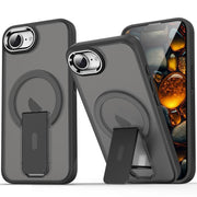For iPhone 16e Acrylic Hybrid TPU MagSafe Holder Phone Case(Transparent Black)