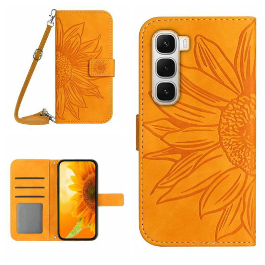 For Infinix Hot 60 Pro+ 4G Skin Feel Sun Flower Embossed Flip Leather Phone Case with Lanyard(Yellow) - free shipping - PMC Jewellery - Order now!
