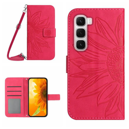 For Infinix Hot 60 Pro+ 4G Skin Feel Sun Flower Embossed Flip Leather Phone Case with Lanyard(Rose Red) - free shipping - PMC Jewellery - Order now!