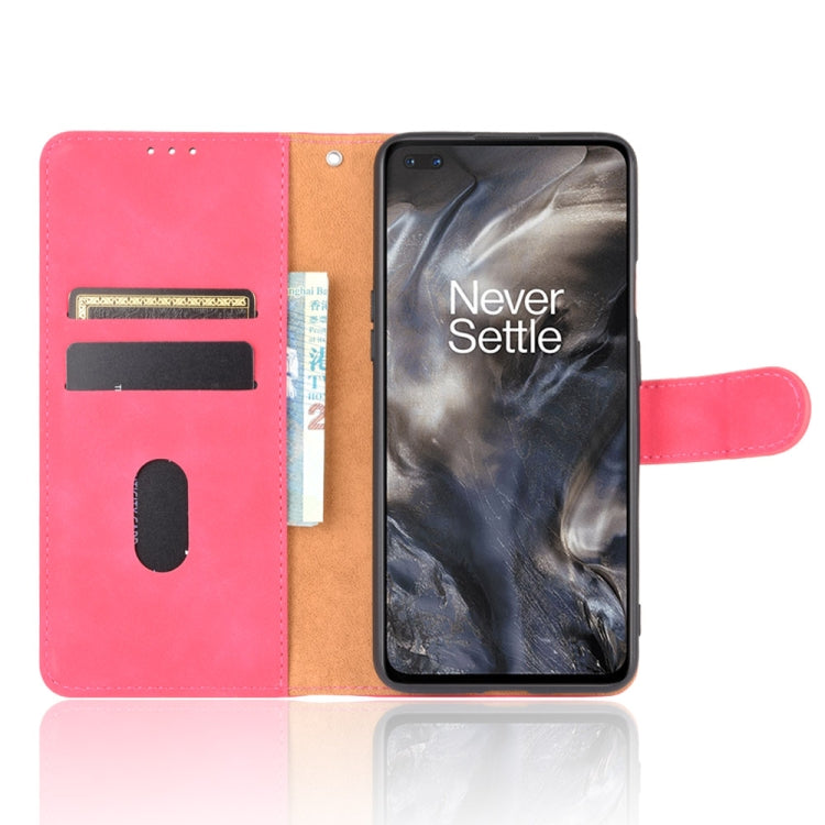 For OnePlus Nord Solid Color Skin Feel Magnetic Buckle Horizontal Flip Calf Texture PU Leather Case with Holder & Card Slots & Wallet(Rose Red)