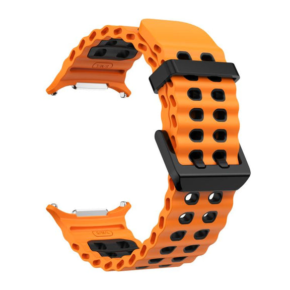 For Samsung Galaxy Watch Ultra 47mm / Ultra 2025 Kalebol Ocean Two-tone Silicone Strap(Orange Black)