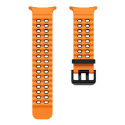 For Samsung Galaxy Watch Ultra 47mm / Ultra 2025 Kalebol Ocean Two-tone Silicone Strap(Orange Black)