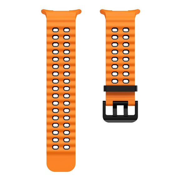 For Samsung Galaxy Watch Ultra 47mm / Ultra 2025 Kalebol Ocean Two-tone Silicone Strap(Orange Black)
