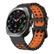 For Samsung Galaxy Watch Ultra 47mm / Ultra 2025 Kalebol Ocean Two-tone Silicone Strap(Black Orange)