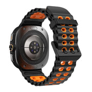 For Samsung Galaxy Watch Ultra 47mm / Ultra 2025 Kalebol Ocean Two-tone Silicone Strap(Black Orange)