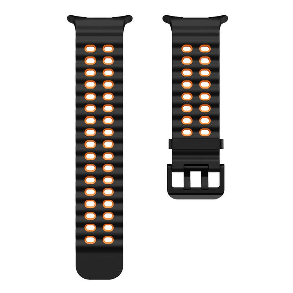 For Samsung Galaxy Watch Ultra 47mm / Ultra 2025 Kalebol Ocean Two-tone Silicone Strap(Black Orange)