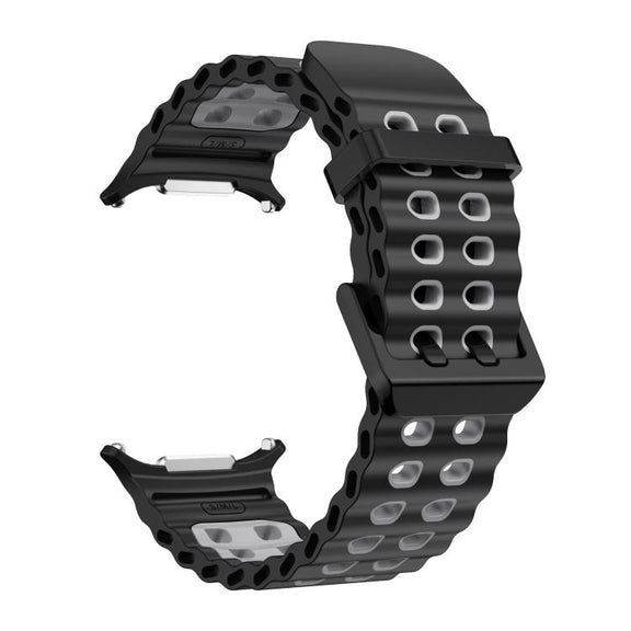 For Samsung Galaxy Watch Ultra 47mm / Ultra 2025 Kalebol Ocean Two-tone Silicone Strap(Black Grey)