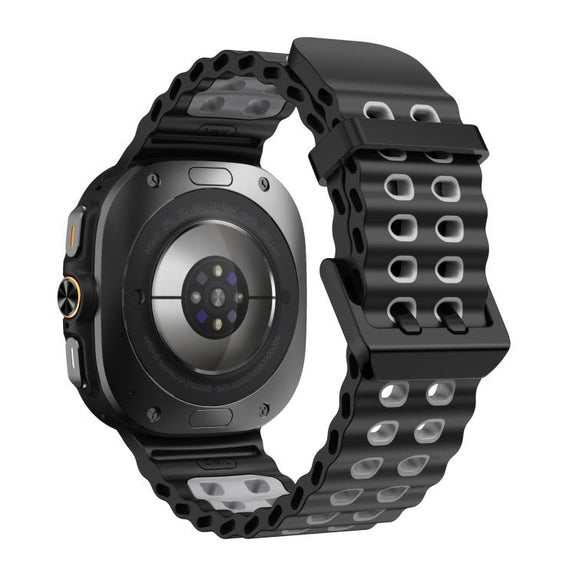 For Samsung Galaxy Watch Ultra 47mm / Ultra 2025 Kalebol Ocean Two-tone Silicone Strap(Black Grey)