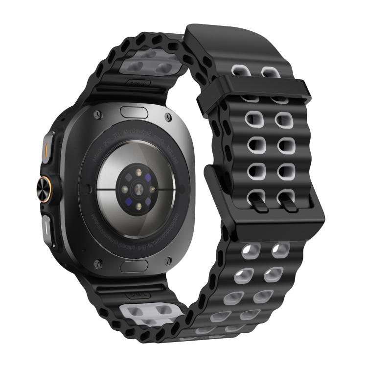 For Samsung Galaxy Watch Ultra 47mm / Ultra 2025 Kalebol Ocean Two-tone Silicone Strap(Black Grey)