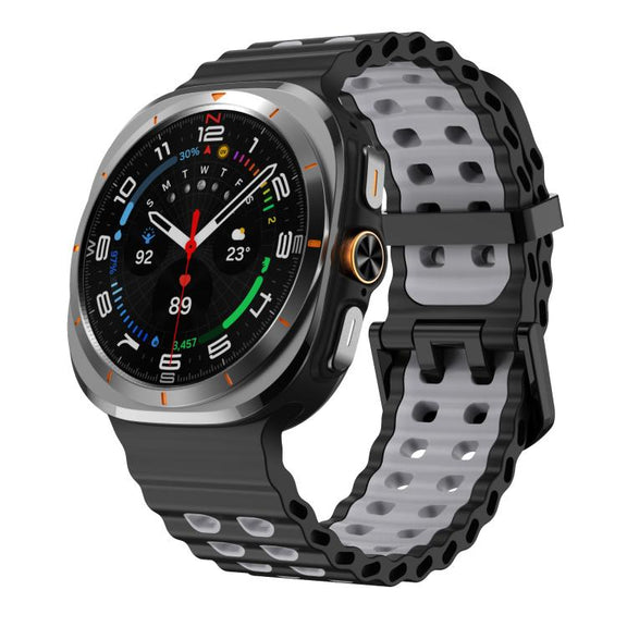 For Samsung Galaxy Watch Ultra 47mm / Ultra 2025 Kalebol Ocean Two-tone Silicone Strap(Black Grey)
