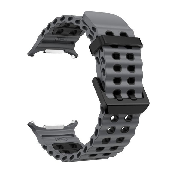 For Samsung Galaxy Watch Ultra 47mm / Ultra 2025 Kalebol Ocean Two-tone Silicone Strap(Coal Black)