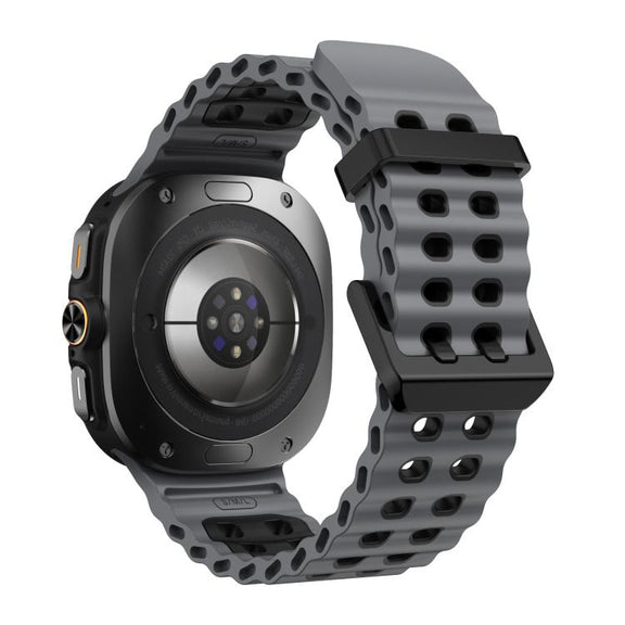 For Samsung Galaxy Watch Ultra 47mm / Ultra 2025 Kalebol Ocean Two-tone Silicone Strap(Coal Black)