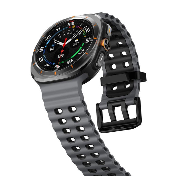 For Samsung Galaxy Watch Ultra 47mm / Ultra 2025 Kalebol Ocean Two-tone Silicone Strap(Coal Black)