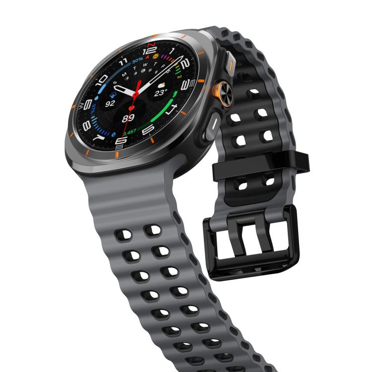 For Samsung Galaxy Watch Ultra 47mm / Ultra 2025 Kalebol Ocean Two-tone Silicone Strap(Coal Black)
