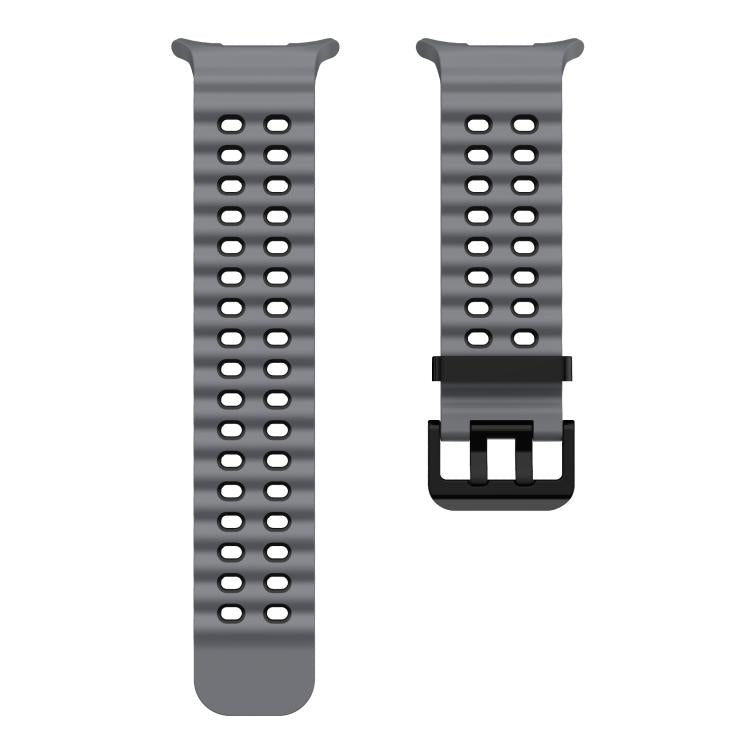 For Samsung Galaxy Watch Ultra 47mm / Ultra 2025 Kalebol Ocean Two-tone Silicone Strap(Coal Black)