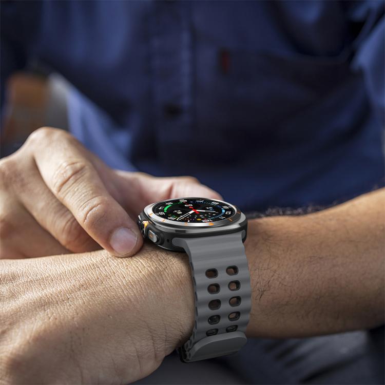 For Samsung Galaxy Watch Ultra 47mm / Ultra 2025 Kalebol Ocean Two-tone Silicone Strap(Coal Black)