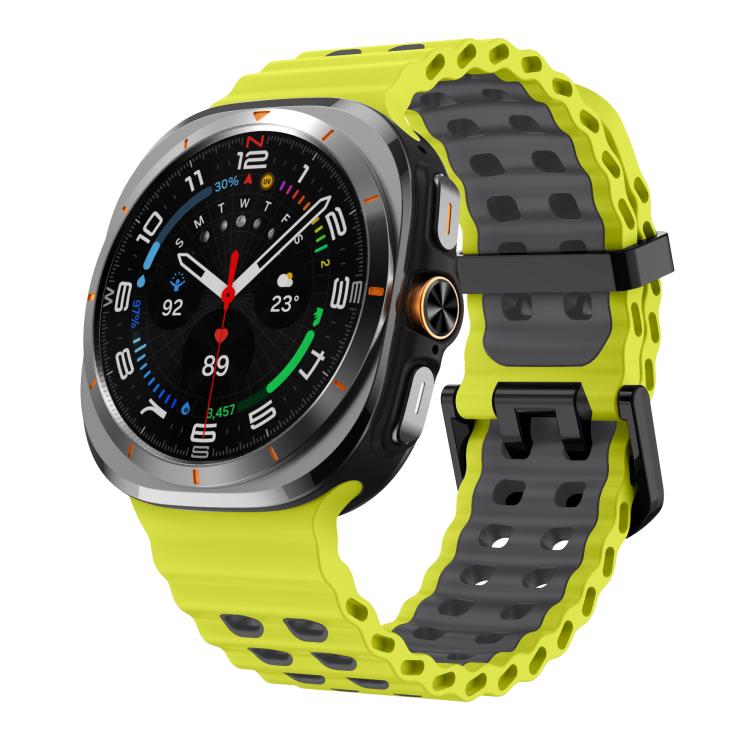 For Samsung Galaxy Watch Ultra 47mm / Ultra 2025 Kalebol Ocean Two-tone Silicone Strap(Lime Grey) - free shipping - PMC TechLife - Order now!