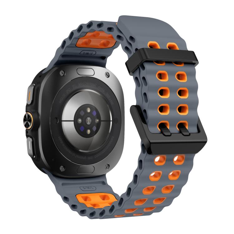 For Samsung Galaxy Watch Ultra 47mm / Ultra 2025 Kalebol Ocean Two-tone Silicone Strap(Space Grey Orange)